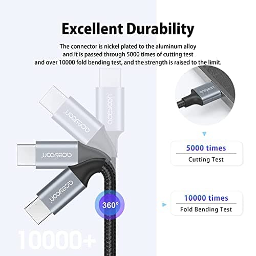 aceyoon Mini USB C, Lot de 4 Cable USB C 50cm Charge Rapide 3A et Synchro Cable Type C en Nylon Tressé Cable USB C Court Compatible avec Samsung Galaxy S24 S23 pour Huawei P60 Mate 50