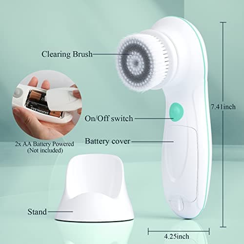 Brosse Nettoyante Visage Electrique, TOUCHBeauty Appareil de Nettoyage Visage avec 3 Têtes et 2 Réglages de Vitesse,Nettoyage en Profondeur/Exfoliation/Massage AG-0759D(Blanc)