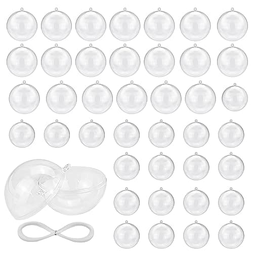 LIMITADA 40 Pcs Boule de Noël Transparente 4/5 cm Boules Transparentes à Remplir en Plastique Boules Transparentes à Garnir Séparables Petite Boule Transparente Sapin pour Décoration Arbre de Noël DIY