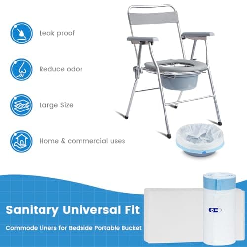 ACWOO Sac Hygiénique Pour Chaise Percée, 20Pcs 53 * 40cm Doublures De Chaise Percée De Chevet Avec 20Pcs Coussinets Absorbants Jetables Pour Chaise Percée, Chaise Percée Super Absorbants