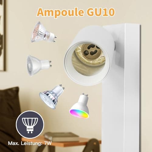TaFiCo Applique Murale Intérieure avec Prise et Interrupteur 3 Spots - Blanc GU10 Lampe de Chevet Murale Moderne Tourner 350° - Lampe Murale pour Chambre Salon Couloir Peinture Murale - Sans Ampoules
