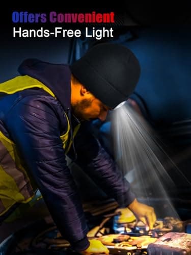 UNBON Cadeau Homme Original, Cadeau Noël Homme, Bonnet Lampe Frontale, Bonnet LED Rechargeable avec 3Luminosités, Idée Cadeau Homme Utile Bonnet avec Lumière, Cadeau Anniversaire pour Homme Femme Papa