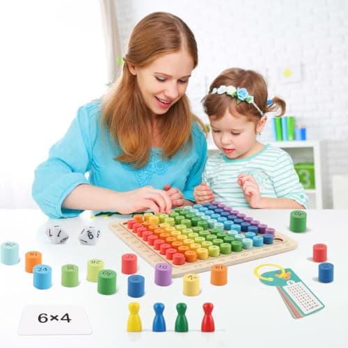 Tables de Multiplication, Table Multiplication Montessori, Jeux de Plateau Table de Multiplication en Bois Montessori, Montessori Multiplication pour 3 Ans Apprendre à Chiffres Facilejeux