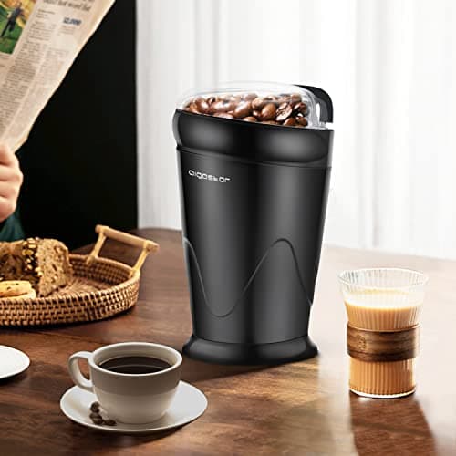 Aigostar Moulin à Café Électrique, Moulin à Épices Avec Lame En Acier Inoxydable, Moulin Multifonctionnel pour Moudre Grains à Café, Épices, Graine, Capacité de 60 gr, 150W, Noir