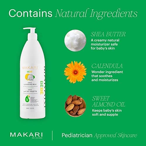 Makari - Lait de Toilette Calendula Bébé - Hypoallergénique - 1000 ML