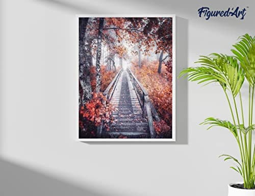 Figured’Art Diamond Painting Broderie Diamant 40x50cm Toile Entière Roulée avec Strass Perles Carrés - Chemin des Bois - Kit Complet 5D DIY Activité Manuelle Loisirs Créatifs Adultes
