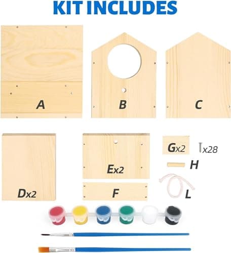 LotFancy 2 Pièce Maison D'oiseau Bricolage Kit pour Enfant, Construire Maison Oiseau en Bois Kit de Loisir Creatif Activites manuelles Maison D'oiseau Peindre Jouet