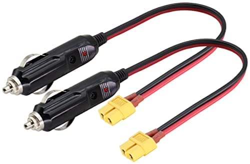 AAOTOKK (2Pack 16AWG XT60 to Cigarette Lighter Cable,12V Cigarette Lighter Male Plug to XT60 Female Adapter Extension Cable compatible for Freestyle Fpv Drones Battery Charging Cable.(0.3m/1ft-F)