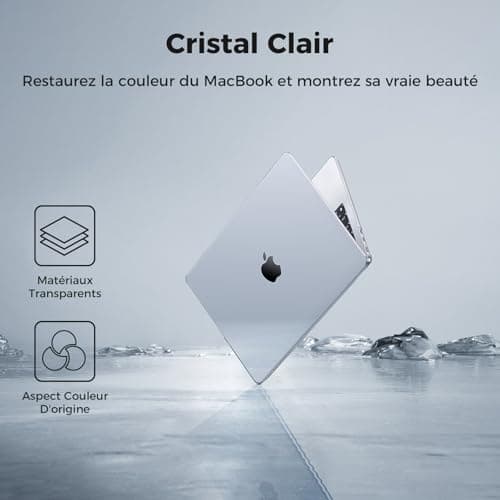 EooCoo Coque Compatible avec MacBook Air 13.6 Pouces M2 M3 A2681 A3113, 2022 2024 Release avec Touch ID, Protection Coque Rigide en Plastique pour MacBook Air 13,6" M3 M2 - Transparent Cristal Clair
