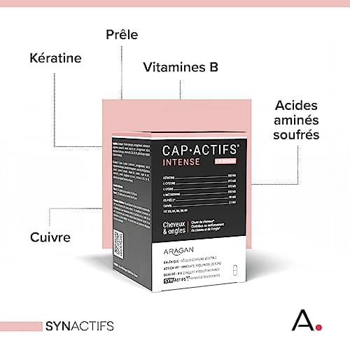 ARAGAN Capactifs Intense + Absolu - Complément Alimentaire Renforcement des Cheveux et des Ongles, Croissance, Vitalité - Kératine, Cuivre, Zinc et Vitamines - 120 + 180 gélules - 2 à 3 mois de prise