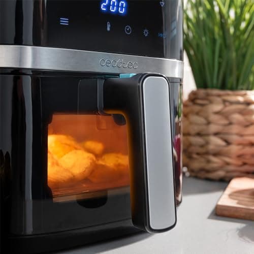 Cecotec Friteuse Sans Huile de 5 L Cecofry Drip 5000 Air Fryer. 1500 W, Spray d'Eau, 8 Menus, Technologie PerfectCook, 80-200oC, Fenêtre, Lumière Intérieure et Panneau Tactile