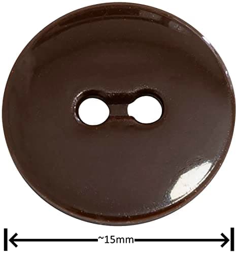 AERZETIX - C65534 - Lot de 50 Boutons à coudre ronds Ø15x2.2 mm à 2 trous L24 24L en plastique - couleur: marron foncé - diamètre de l'ouverture 2 mm - mercerie couture vêtements décoration