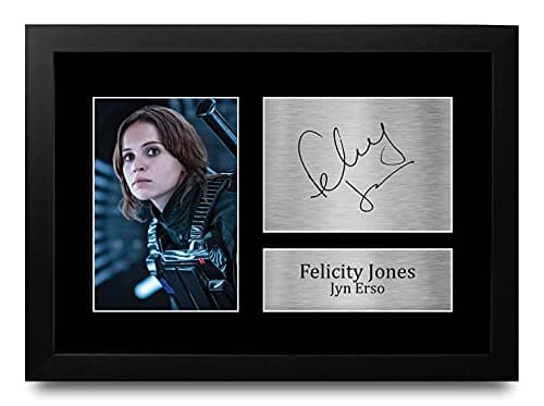 HWC Trading FR A4 Felicity Jones Star Wars Jyn Erso Cadeaux Imprimé Signé Autographe Photo pour les fans de cinéma - A4 Encadré