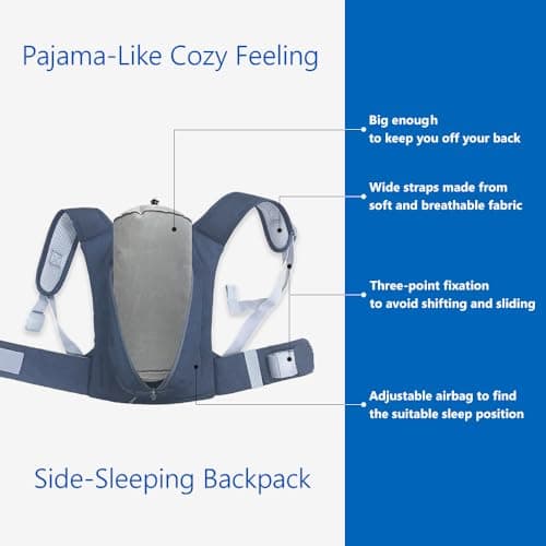 WoodyKnows 2023 Sac à dos à couchage latéral nouvellement amélioré│Solution d’aide contre le ronflement│ Entraîneur de position de sommeil pour un sommeil confortable│ Mieux adapté à votre corps (S)