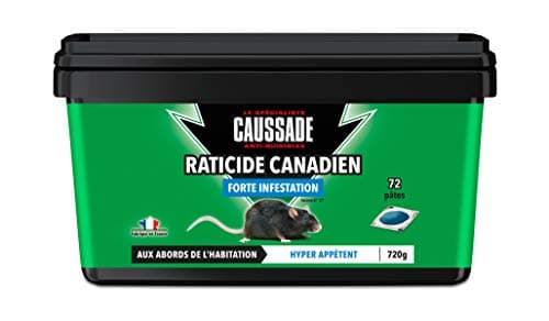 CAUSSADE CARPT720 Raticide Canadien - Fortes Infestations - 72 pâtes - Lieux Secs - Lieux Humides - Hyper Appètent - Fabriqué en France