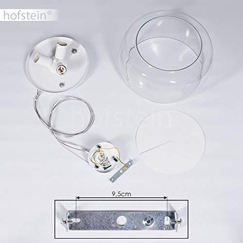 Suspension Ahanga en métal noir et verre fumé, lampe pendante rétro-design idéale dans un salon contemporain, Ø 25 cm, hauteur max. 250 cm, pour 1 ampoule E27, ampoule(s) non incluse(s)