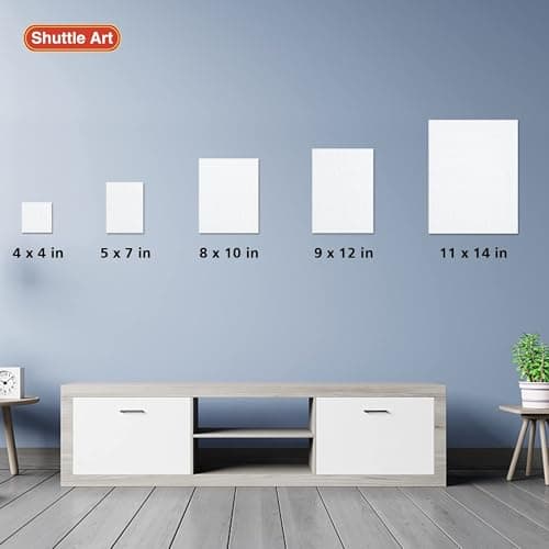 Shuttle Art 15 Toiles Cadres de Tailles Différentes, 10x10 / 12x17 / 20x25 / 28x35 cm Toiles à Peindre Encadrées, 1,5cm d'Epaisseur Toiles Pré-étirées pour Peinture Acrylique, à l'Huile et Gouache