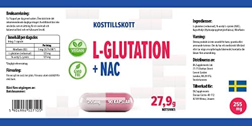 Hepatica L-Glutathione + NAC (N Acétyl Cystéine) 255mg 90 gélules végétales, Testé par un Laboratoire tiers, sans gluten ni OGM