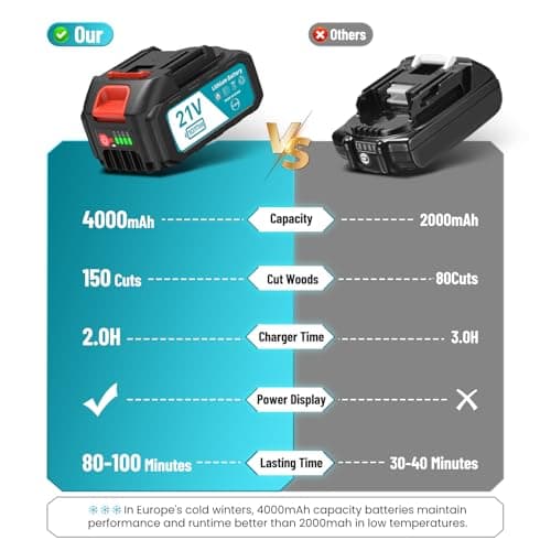 Mini Tronçonneuse à Batterie 8000mAh, Seesii 6 Pouces Tronçonneuse Électrique sans Fil, avec Injecteur de Lubrifiant et 2 Batteries 4.0 mAh, Mini Scie à Chaîne Électrique, 2 Chaînes
