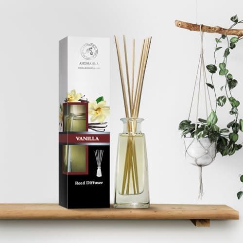 Diffuseur Parfum de Vanille 100ml - Naturel Fragrance Fraîche et Durable - Kit Diffuseur Cadeau avec 10 Bâtonnets de Bambou - Meilleur pour Aromathérapie