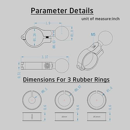 Aluminium 1" Ball Base 360° Rotation for 22mm-32mm styr universelt egnet til RAM/iMESTOU Bike Phone Mount Med 1 tommer kugleudtag