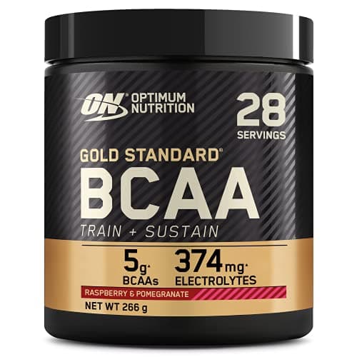 Optimum Nutrition Gold Standard BCAA Train + Sustain, poudre d'acides aminés pré-entraînement, boisson sportive, vitamine C, zinc, magnésium et électrolytes, sav. framboise & grenade, 28 doses, 266 g