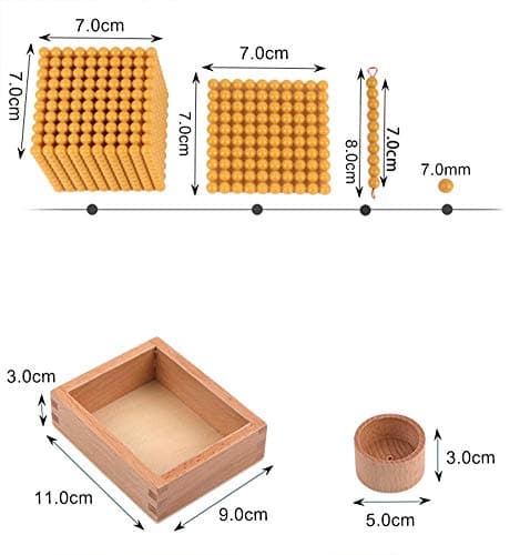 YYSDH Montessori d'or Perle Matériel Ensemble, Math décimale Bois Banque élémentaire Aides à l'enseignement des mathématiques de manipulatives pour Les Jouets de la Maternelle