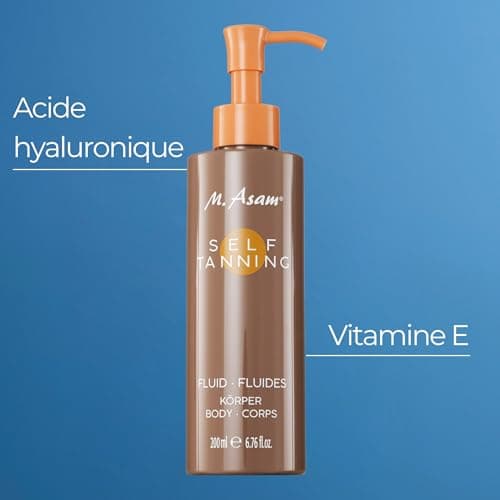 M. Asam SUN Self Tanning Autobronzant pour le corps (200ml) – à l'effet immédiat, bronzage naturel et longue durée, hydratation intense, fluide à la texture légère, toutes peaux et tous âges