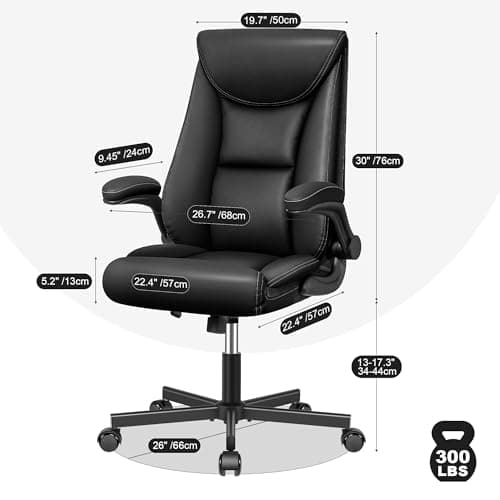 DoChair Chaise Bureau, Chaise de Bureau Ergonomique avec accoudoirs Flexibles, Fauteuil de Bureau avec avec Fonction d'inclinaison et réglable en Hauteur, Chaise Bureau PU Cuir, Noir