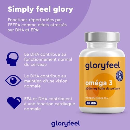 Oméga 3 2000mg Huile de Poissons Sauvages, 260 Gélules, Fortement Dosé avec 660mg EPA et 440mg DHA, Contribue à une Fonction Cardiaque et Cérébrale Normale*, Complément Alimentaire, Sans Additifs