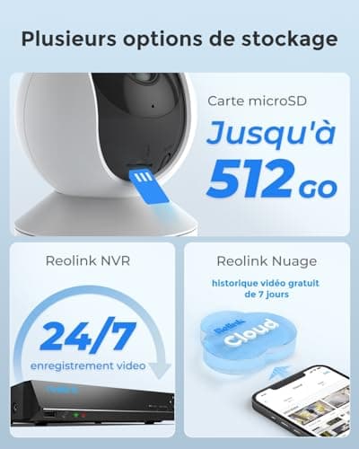 Reolink 4MP Pan Tilt Caméra Surveillance WiFi Interieure, WiFi 2,4GHz/5GHz, Détection de Personne/Animaux & Alertes, Audio Bidirectionnel, Caméra Bébé/Animal, Stockage en Cloud, E1 Pro(Paquet de 2)