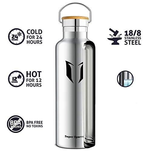 Super Sparrow Gourde Isotherme - Bouteille Isotherme - 1000ml - Gourde Inox Bouche Standard - Gourde Sport Étanche - Gourde Enfant sans BPA, pour Sport, Gym, Voyage