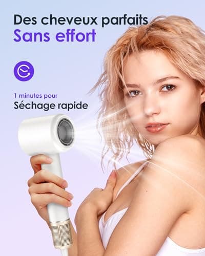 Bopcal Sèche Cheveux Ionique avec Diffuseur - Séchage Rapide 120000rpm Seche Cheveux Haute Vitesse pour les Boucles Sèche, Seche Cheveux Professionnel avec 500 Millions d'ions pour les Voyages
