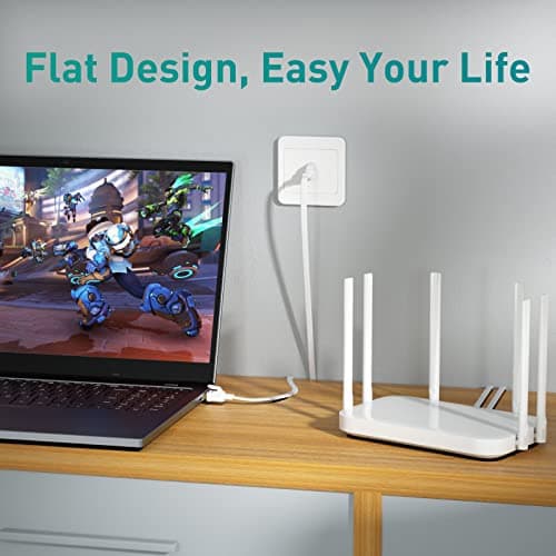BAHIWOM Câble Ethernet Cat8 1m 5 Pièces, 40 Gbit/s 2000 MHz Câble Réseau Gigabit LAN Haute Vitesse Avec RJ45 et Connecteur Plaqué or Câble Internet pour Routeur, pour Laptop, pour PS5 - Blanc