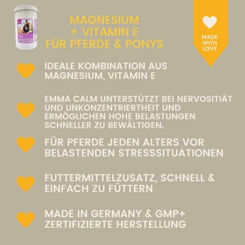 Magnésium Cheval Poudre - Calm Horse Relax Anti-Stress pour Calmer l'agitation I L-tryptophane Vitamine E - Magnésium pour Chevaux à Haute Dose Contre l'anxiété & Stress sérénité Cheval nerveux 1Kg