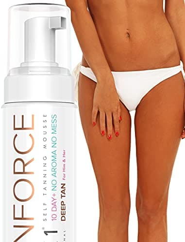 NYK1 TanForce Autobronzants Pour Le Corps Et Autobronzant Visage (250ml) Autobronzant Mousse Pour Autobronzant Corps Pour Un Naturel Auto Bronzant Femme Et Hommes - Mousse Autobronzante Sans Traces