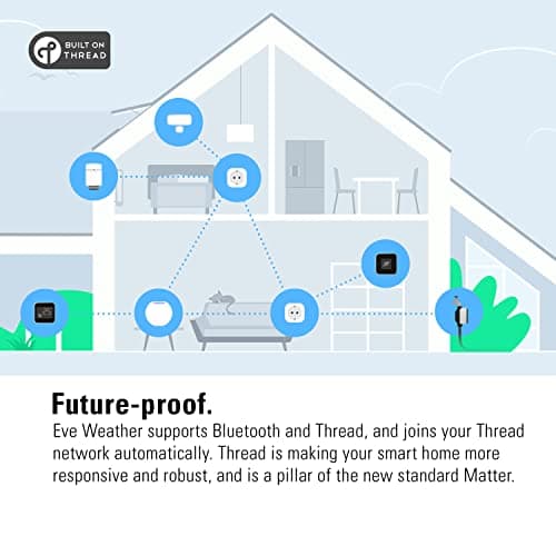 Eve Weather (Apple Home) - Station météo connectée pour le suivi de la température, du taux d’humidité et de la pression atmosphérique, tendance météo, IPX4, Bluetooth, Thread