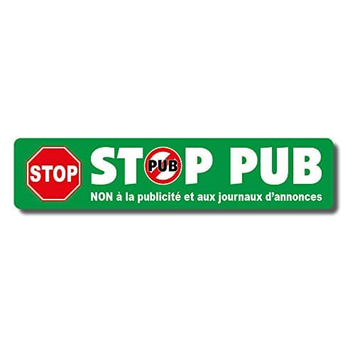 1 X Autocollant Stop Pub Vert 9 X 2 Cm Pas de Publicite Non à la Publicité Écologie Boites Aux Lettres