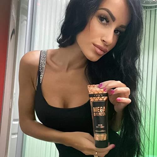 Onyx Mega Bronzer Solarium Cream - Crème bronzante blanche avec poudre bronzante - Crème bronzante pour un bronzage foncé sans stries, taches ou tons orange