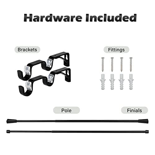 Eson Casa Tringle à rideaux double extensible de 70 à 120 cm de diamètre avec embouts décoratifs pour rideaux à œillets, tringle de fenêtre réglable pour salon, noir