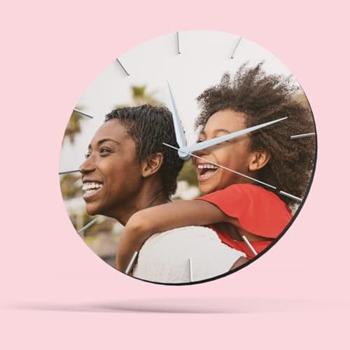 selfiemania Horloge Murale Personnalisable avec Votre Photo, visuel, Logo, 30 cm de Diamètre, en Bois MDF