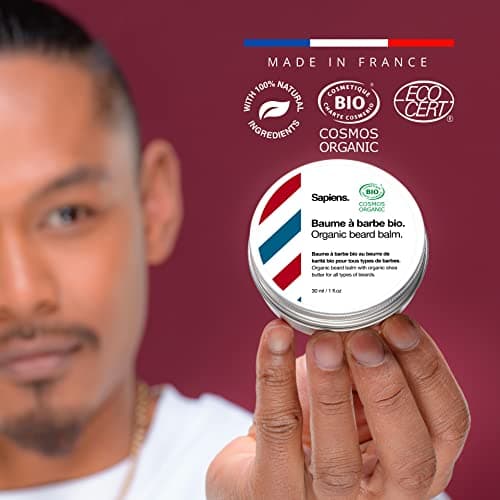 Sapiens Barbershop Kit Barbe Homme Made in France - Coffret Soin Barbe avec Huile Barbe et Baume Barbe BIO, Brosse à Barbe et Peigne, Pochette - Coffret Cadeau Homme