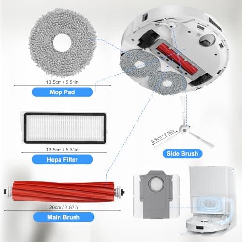 Kit d'accessoires pour Roborock Qrevo S / QRevo Pro / QRevo MaxV robot Pièces de rechange 1 brosse rouleau principale, 4 filtres HEPA, 4 serpillères, 6 brosses latérales, 4 sacs à poussière, 1 brosse