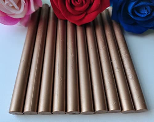AMTOL Lot de 10 bâtons de cire pour sceaux de cire, bâtons de cire pour pistolet à colle, parfaits pour les invitations de mariage, les enveloppes, les emballages cadeaux(Bronze)