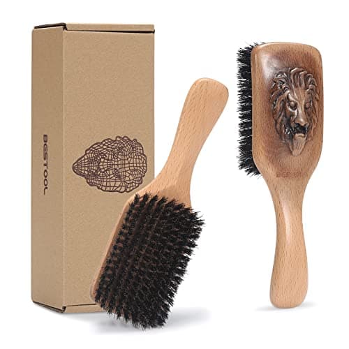 BESTOOL Brosse à cheveux 100% pure en poils de sanglier pour cheveux fins, fins et moyens, brosse à cheveux en poils de sanglier au design unique de qualité supérieure pour améliorer la texture