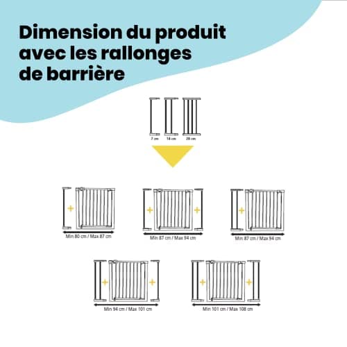 Safety 1st Barrière de Sécurité pour Bébé Extensible à Fermeture Facile, Barrière d'Escalier à Fixation par Pression sans Percer (également utilisable pour les animaux domestiques), gris