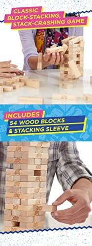 Hasbro Gaming Jenga, Jeu De Société en Bois, Jeu d’Adresse pour Enfants Et Familles, Version Française, Cadeau De Noël, Idées Cadeaux d'anniversaire et pour Noël, À Partir De 6 Ans