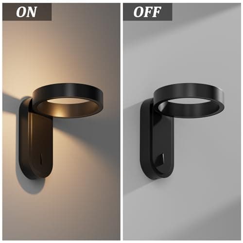 Klighten LED Applique murale Interieur, 3000K/4000K Lampe Murale, Luminaires intérieur 330° Orientable, avec interrupteur, pour Chambre Salon Escalier, Lumière Chaude/Naturelle, Noir, Aluminium, 5W