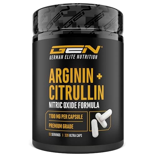 L-Arginine + L-Citrulline - 320 gélules - 1100 mg par gélule - Citrulline + Arginine Base en ratio 1:1 - Acides aminés de qualité supérieure