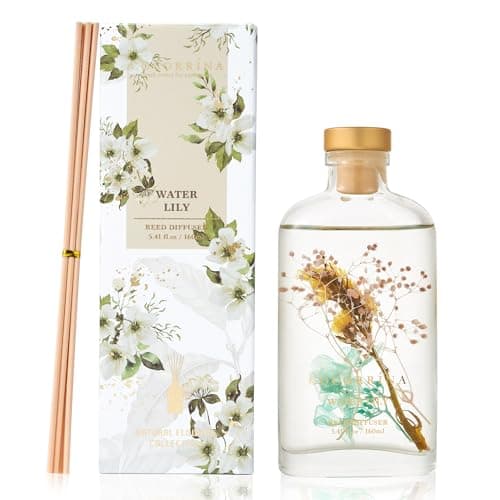 Cocorrína Diffuseur Parfum Maison, Nénuphar 160ml avec bâtonnets Parfum de Maison pour Salle de Bain Chambre à Coucher Décoration d'intérieur
